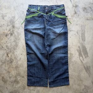Rare Marithe Francois Girbaud Strap Baggy Jeans 38 Wide Leg Y2K